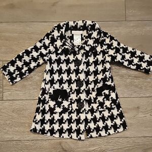Bonnie Jean Houndstooth Black and White Pea Coat
